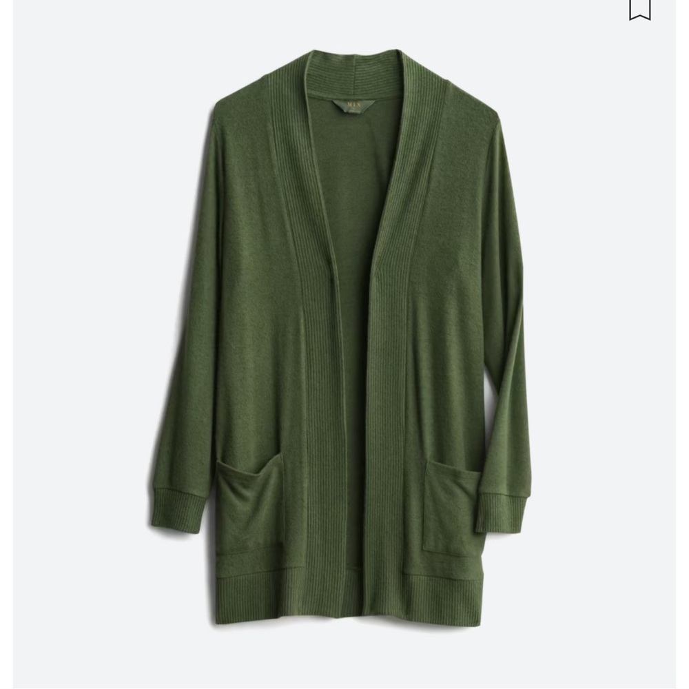 MARKET & SPRUCE Heather Brushed Knit Two Pocket Cardigan, Dark Green, M, NWT